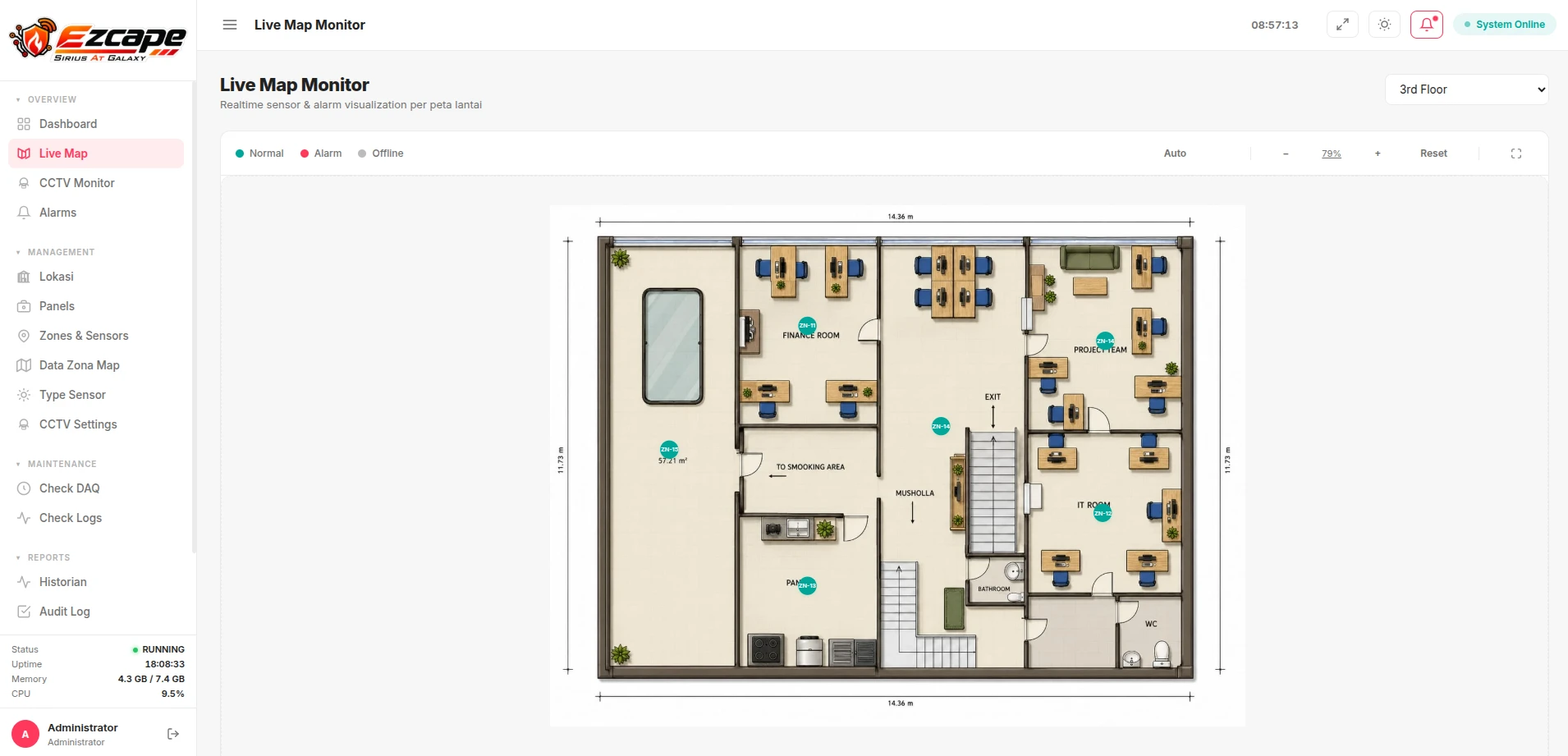 Ezcape Live Map Monitor